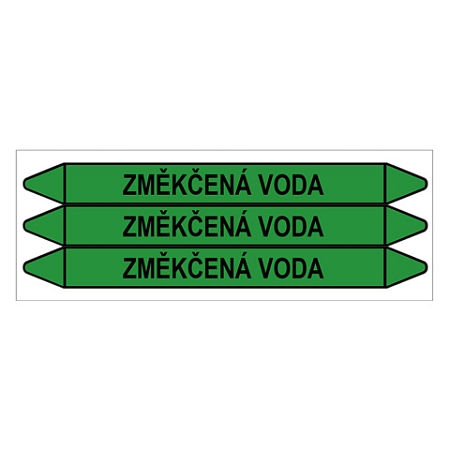Značení potrubí, změkčená voda,3 ks, 355 × 37 mm